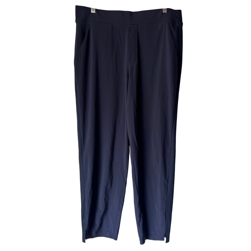 Athleta Brooklyn Ankle Pants Navy Blue Ribbed Side Straight Leg Womens‎ Size 12